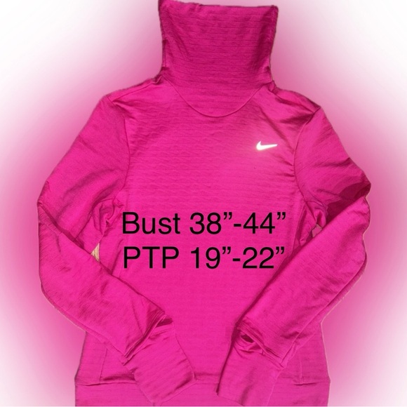NWT Nike Running Therma-Fit SZ XS hot pink turtleneck w/logo/bust 38”-44” - Picture 2 of 7